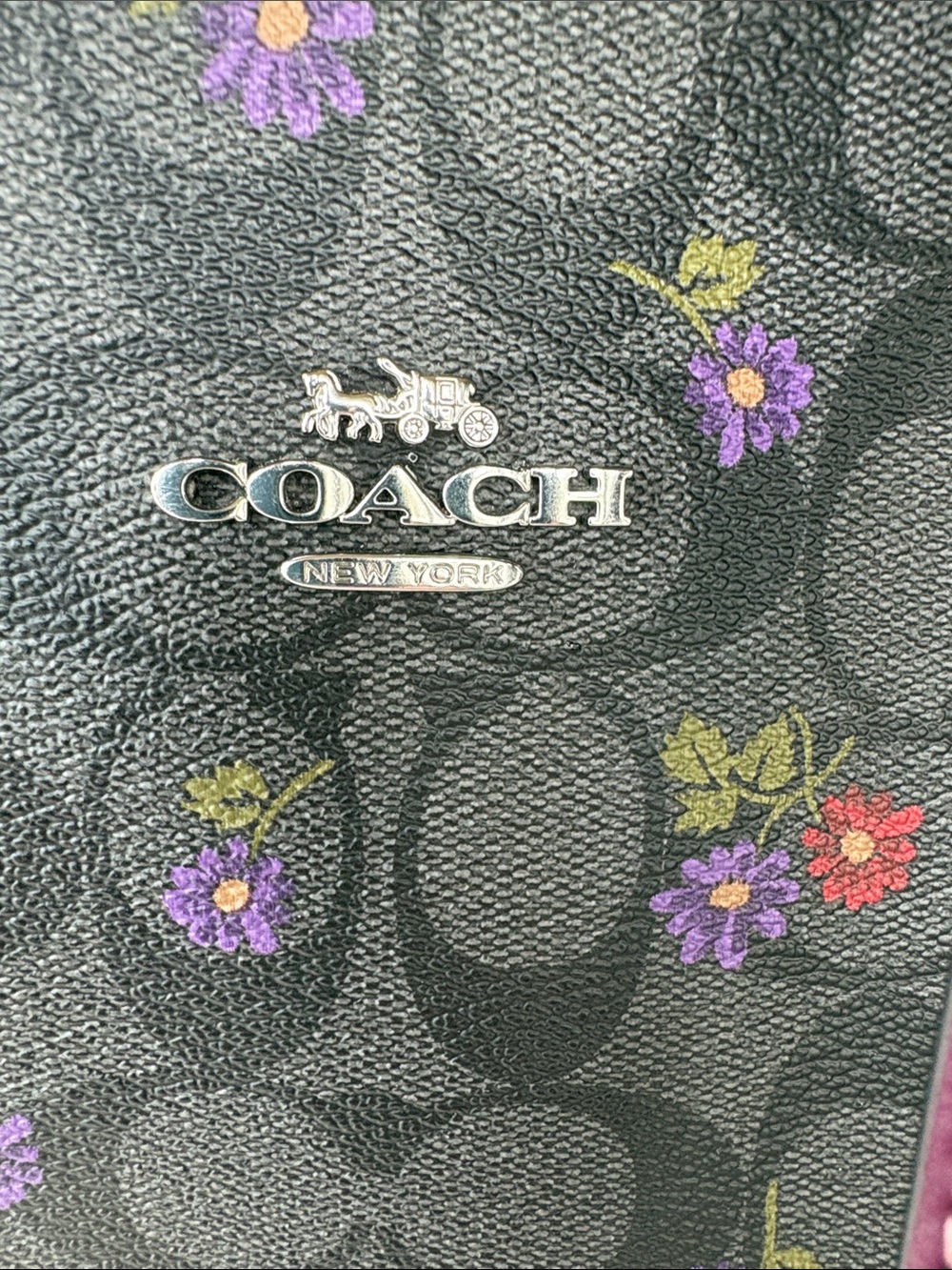 COACH Signature Mollie Floral Tote in Purple and Gray - Picture 2 of 12